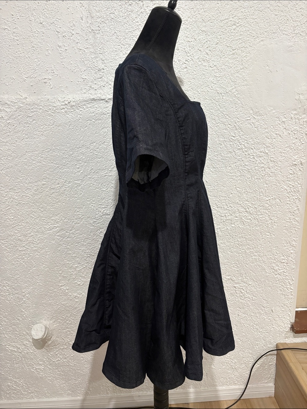 Anthropologie Pilcro Short-Sleeve Square-Neck Denim Mini Dress Size XL - Picture 7 of 10